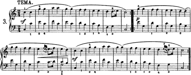 Notenbeispiel Mozart KV 265 - Thema