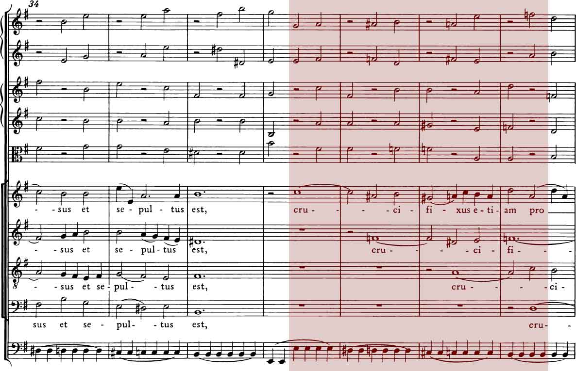 Messe h-Moll BWV 232 Notenbeispiel farbig
