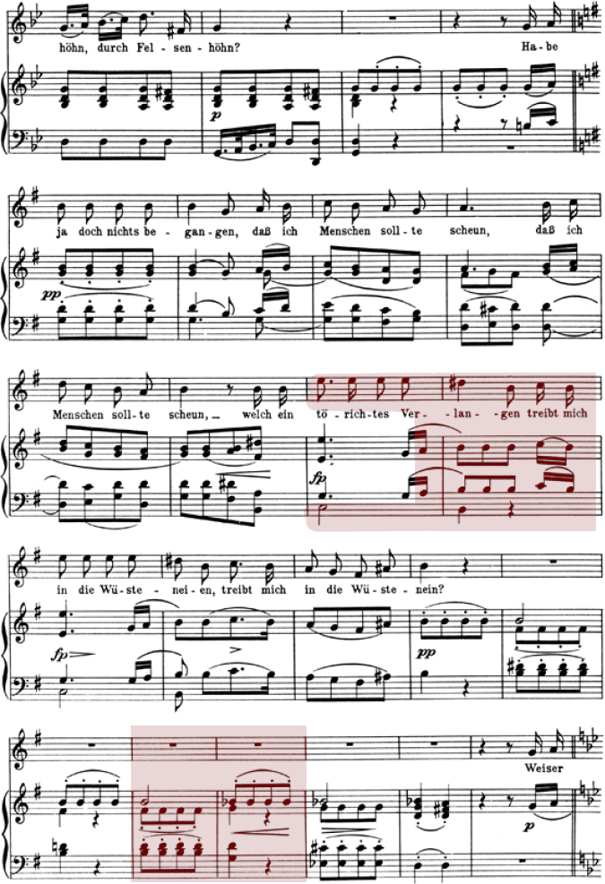 Die sequenzierte phrygische Wendung Notenbeispiel Wegweiser von Schubert