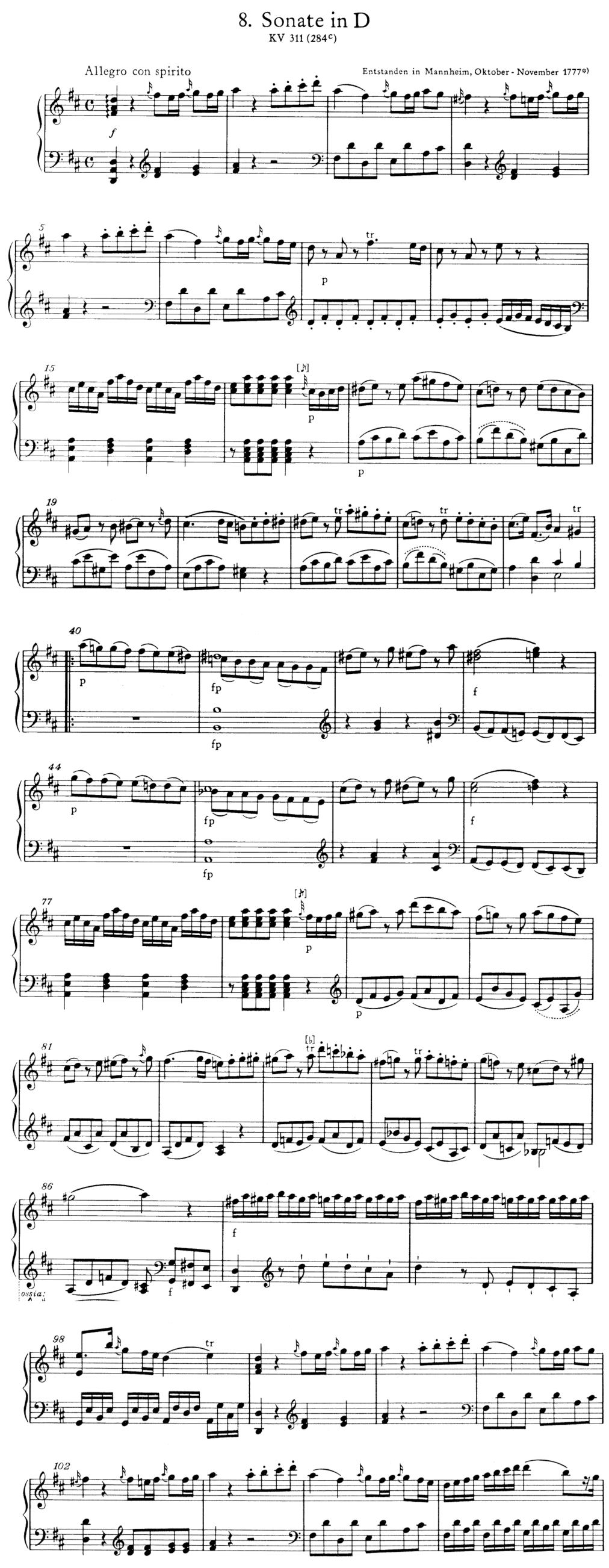 Abbildung Mozart, KV 311/i, Formbeispiel